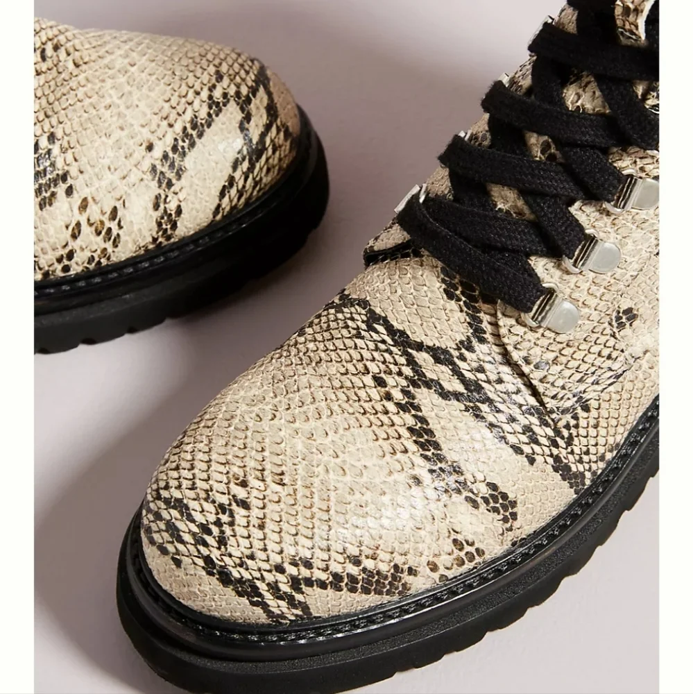 Anthropologie Shane Lace-up Boots- embossed snake - Picture 3 of 12